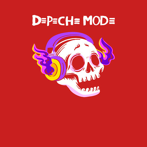 Мужской свитшот Depeche Mode - неоновый череп / Красный – фото 3