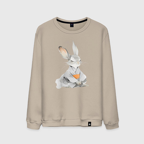 Мужской свитшот Кролик в кимоно / Миндальный – фото 1