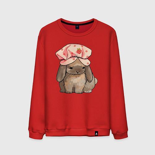 Мужской свитшот Кролик в шапке / Красный – фото 1