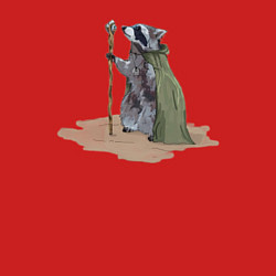 Свитшот хлопковый мужской Енот с посохом, цвет: красный — фото 2