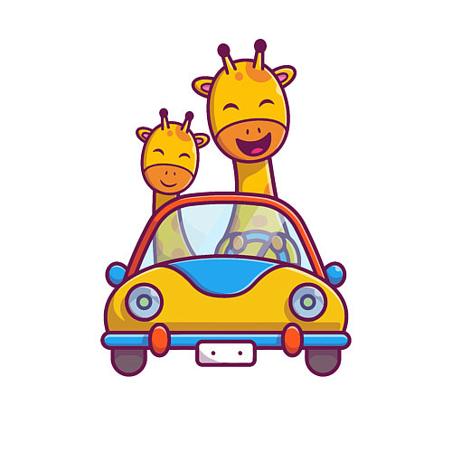 Мужской свитшот Жирафы в автомобиле / Белый – фото 3