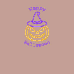 Свитшот хлопковый мужской Неоновая тыква в шляпе ведьмы, цвет: пыльно-розовый — фото 2