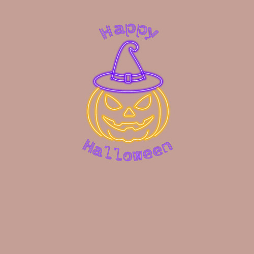 Мужской свитшот Неоновая тыква в шляпе ведьмы / Пыльно-розовый – фото 3