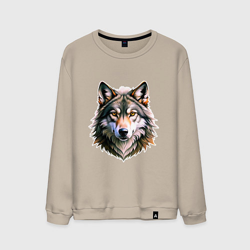 Мужской свитшот Серьёзный волчара / Миндальный – фото 1