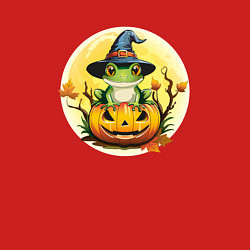 Свитшот хлопковый мужской Лягушка ведьма на тыкве, цвет: красный — фото 2