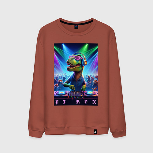 Мужской свитшот DJ Rex - neon glow fantasy / Кирпичный – фото 1