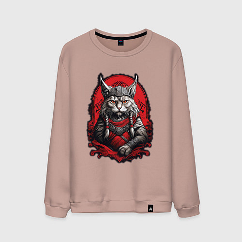 Мужской свитшот Кот викинг / Пыльно-розовый – фото 1