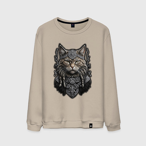 Мужской свитшот Кот викинг / Миндальный – фото 1