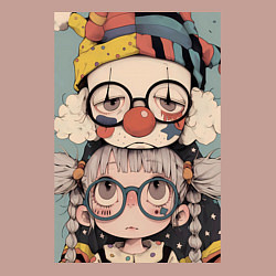 Свитшот хлопковый мужской Клоун с девочкой арт, цвет: пыльно-розовый — фото 2