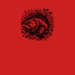 Свитшот хлопковый мужской Татуировка лосось в брызгах воды, цвет: красный — фото 2