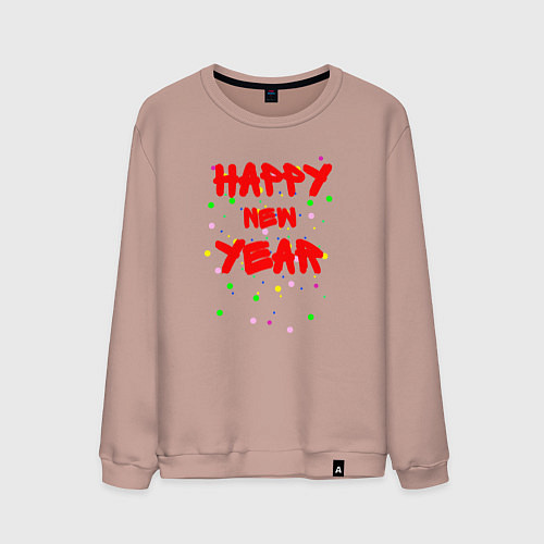 Мужской свитшот Happy New Year ярко-красным / Пыльно-розовый – фото 1