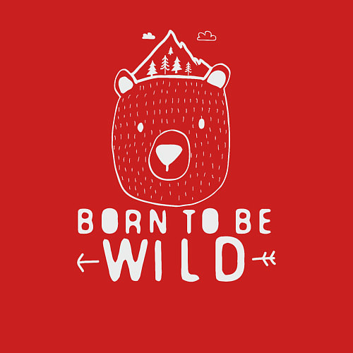 Мужской свитшот Медведь - рождён диким / Красный – фото 3