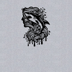 Свитшот хлопковый мужской Татуировка с акулой и головой человека, цвет: меланж — фото 2