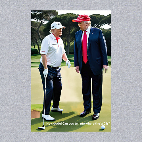 Мужской свитшот Джо и Дональд на поле для гольфа / Меланж – фото 3