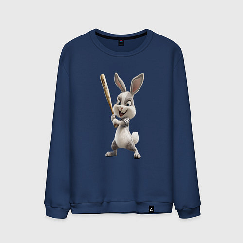 Мужской свитшот Заяц спортивный / Тёмно-синий – фото 1