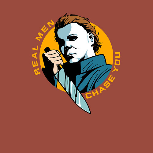 Мужской свитшот Michael real men chase you / Кирпичный – фото 3