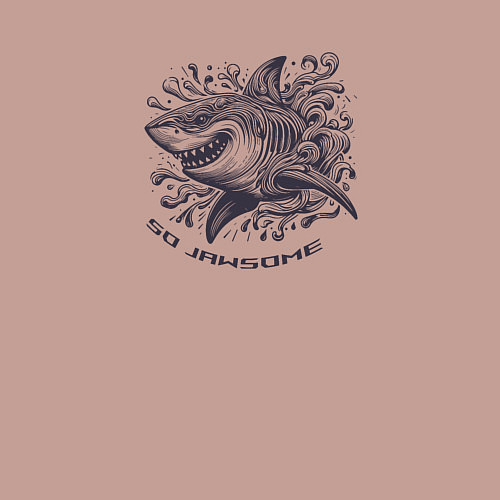 Мужской свитшот Ухмыляющаяся акула в волнах / Пыльно-розовый – фото 3