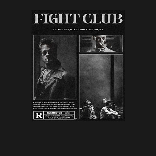 Мужской свитшот Бойцовский клуб постер / Черный – фото 3