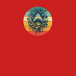 Свитшот хлопковый мужской Акула в волнах на фоне полосок, цвет: красный — фото 2