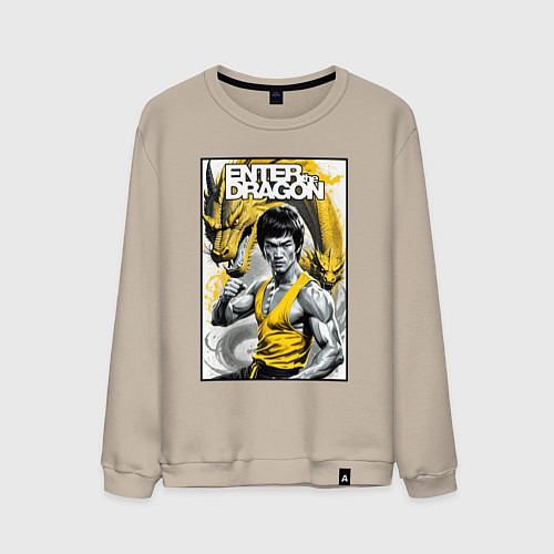 Мужской свитшот Выход дракона - Брюс Ли / Миндальный – фото 1