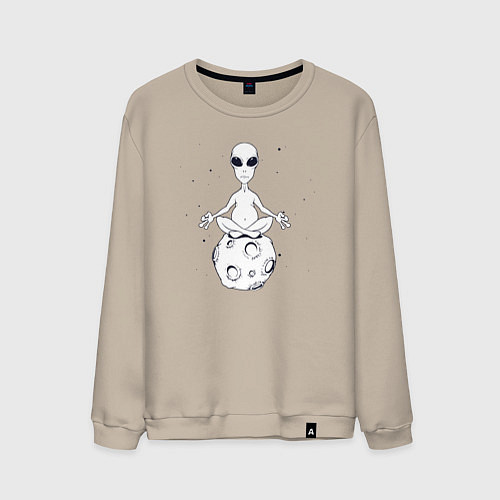 Мужской свитшот Йога инопланетянин / Миндальный – фото 1