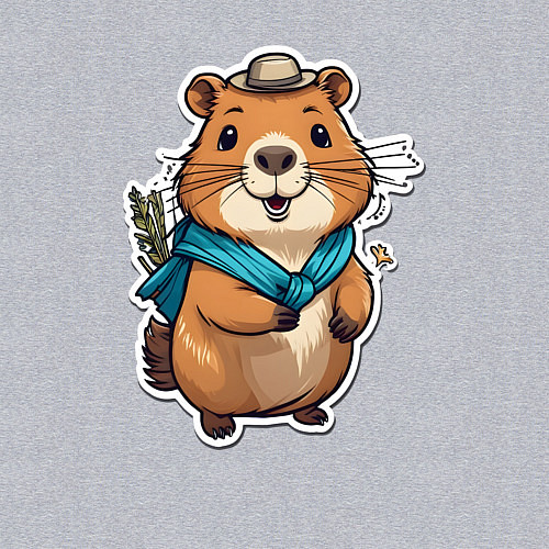 Мужской свитшот Счастливая капибара / Меланж – фото 3