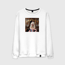 Свитшот хлопковый мужской Девушка с белыми волосами и в солнечных очках, цвет: белый