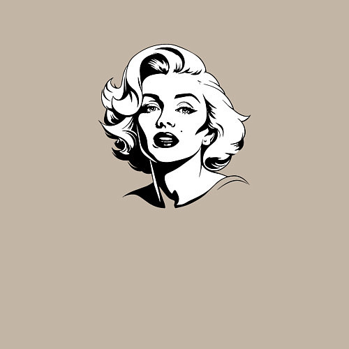 Мужской свитшот Мэрилин Монро в черно белом цвете / Миндальный – фото 3