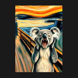 Свитшот хлопковый мужской Коала кричит на картине Эдварда Мунка - мем искусс, цвет: черный — фото 2