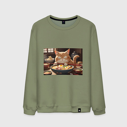 Мужской свитшот Кот обожает рамен / Авокадо – фото 1