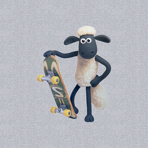 Мужской свитшот Барашек Шон со скейтом / Меланж – фото 3