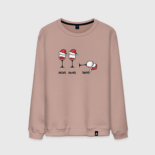 Мужской свитшот Drink drank drunk - New Year / Пыльно-розовый – фото 1
