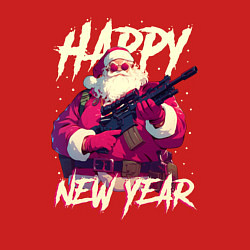 Свитшот хлопковый мужской Happy New Year Santa Claus with weapon, цвет: красный — фото 2