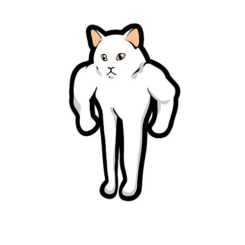 Мужской свитшот Кот качок / Белый – фото 3