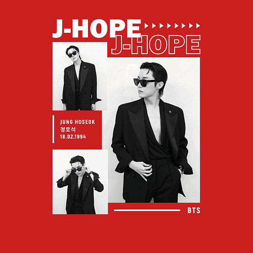 Мужской свитшот J-hope hosok bts / Красный – фото 3