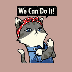 Свитшот хлопковый мужской We can do it - cat, цвет: пыльно-розовый — фото 2