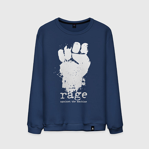 Мужской свитшот RATM - white fist / Тёмно-синий – фото 1