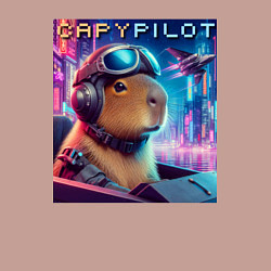 Свитшот хлопковый мужской Capybara is a cool pilot - ai art fantasy, цвет: пыльно-розовый — фото 2