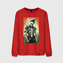Свитшот хлопковый мужской Готический скелет - хэллоуин, цвет: красный