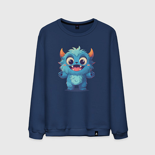 Мужской свитшот Милый монстр йети / Тёмно-синий – фото 1