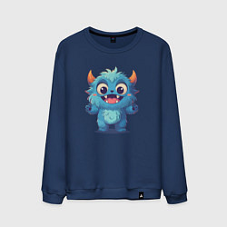 Свитшот хлопковый мужской Милый монстр йети, цвет: тёмно-синий