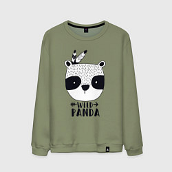 Свитшот хлопковый мужской Wild panda, цвет: авокадо