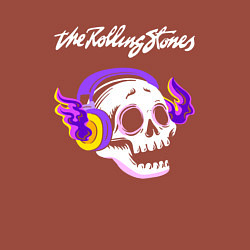 Свитшот хлопковый мужской Rolling Stones - неоновый череп, цвет: кирпичный — фото 2