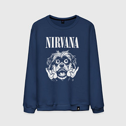 Свитшот хлопковый мужской Nirvana rock dog, цвет: тёмно-синий