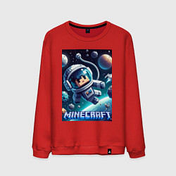 Свитшот хлопковый мужской Космонавт оторвавшийся от космолёта - Майнкрафт, цвет: красный