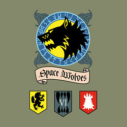 Свитшот хлопковый мужской Space wolves Warhammer 40k, цвет: авокадо — фото 2