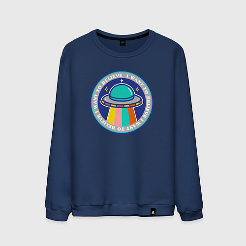 Мужской свитшот Want to believe / Тёмно-синий – фото 1