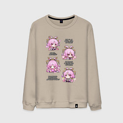 Свитшот хлопковый мужской Фу Сюань фразы, цвет: миндальный