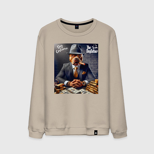 Мужской свитшот Dog Corleone - ai art fantasy / Миндальный – фото 1
