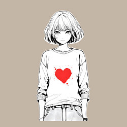 Свитшот хлопковый мужской Девочка аниме сердце, цвет: миндальный — фото 2